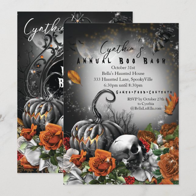 INVITATIONS DU PARTI HALLOWEEN (Devant / Derrière)