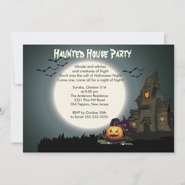 Invitations du parti Halloween à la Maison hantée (Devant)