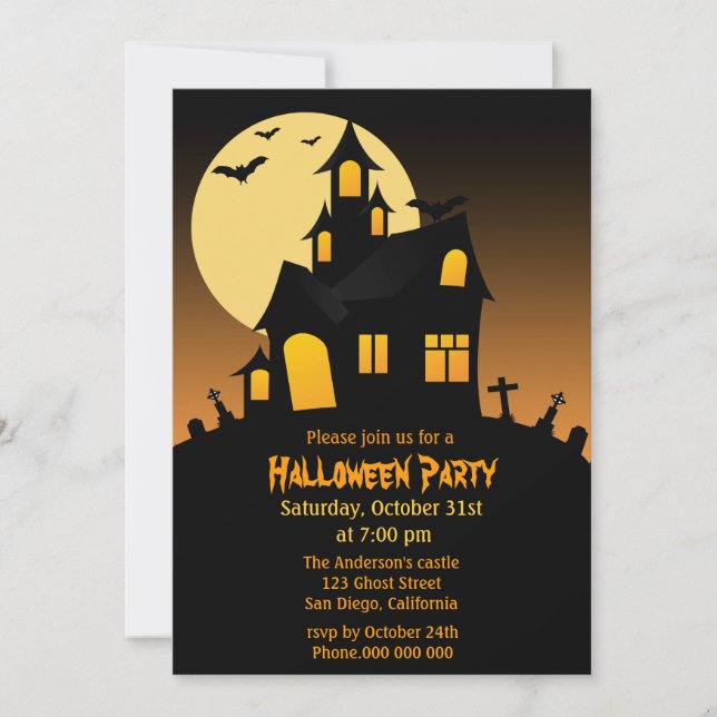 Invitations du parti Halloween House (Devant)