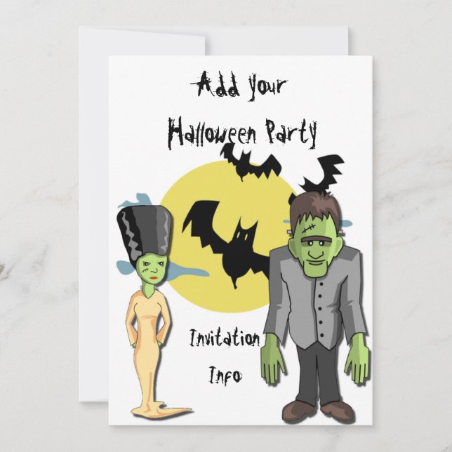 Invitations du parti Halloween Monster Frankenstei (Devant)