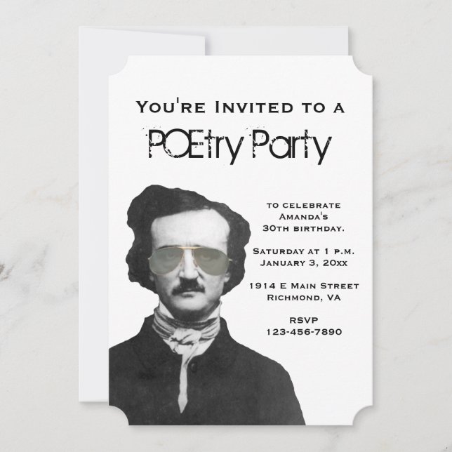Invitations du parti POEtry avec Edgar Allan Poe (Devant)