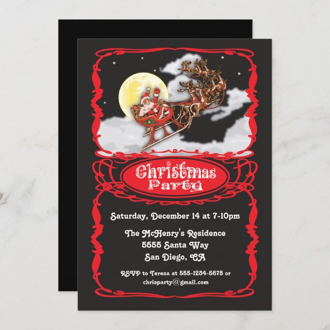 Invitations du Père Noël vintage (Devant / Derrière)