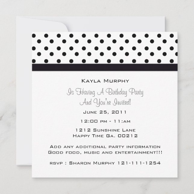 Invitations du Polka Dot Party (Devant)