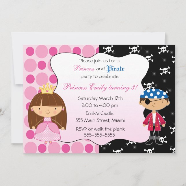 Invitations du Princess Pirate Anniversaire de enf (Devant)