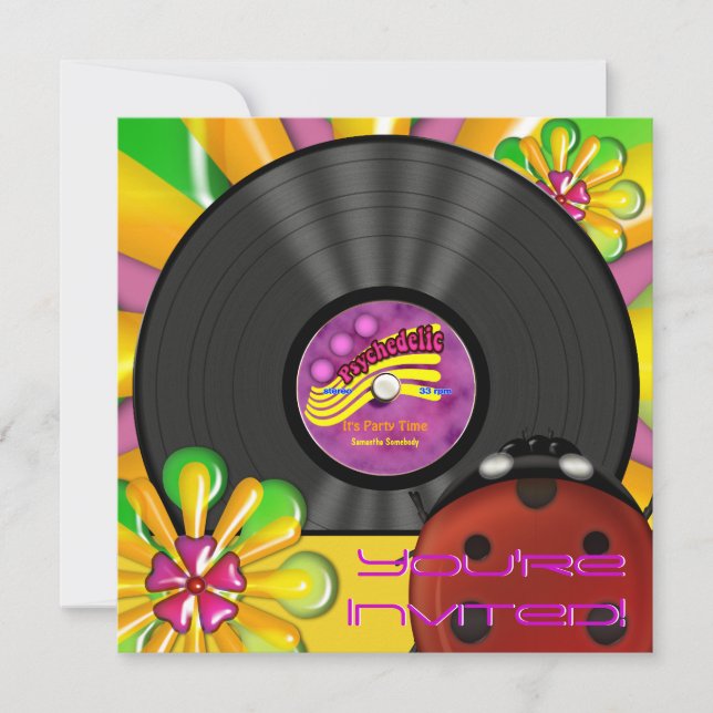 Invitations du Retro Psychedelic Vinyl Record Part (Devant)