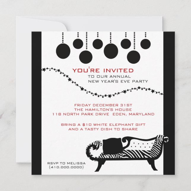 Invitations du réveillon du Nouvel An (Devant)