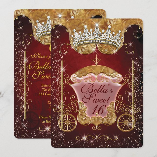 Invitations du Royal Bling Princess Party (Devant / Derrière)