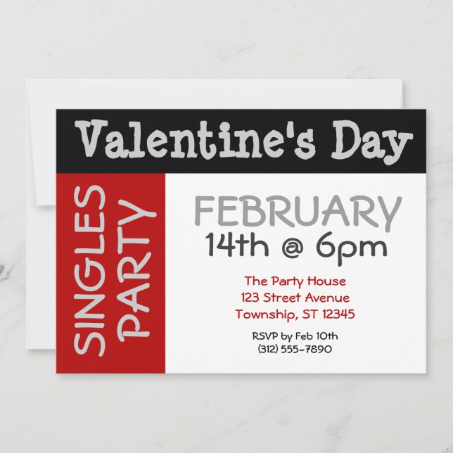 Invitations du Singles Party de la Saint-Valentin (Devant)