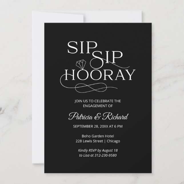 Invitations Du Sip Sip Hooray Engagement Party (Devant)