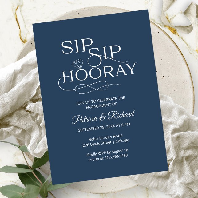 Invitations Du Sip Sip Hooray Engagement Party (Créateur téléchargé)