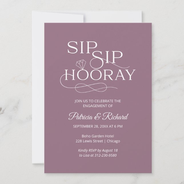 Invitations Du Sip Sip Hooray Engagement Party (Devant)