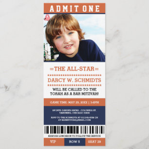 Invitations du Sports Ticket Bar Mitzvah