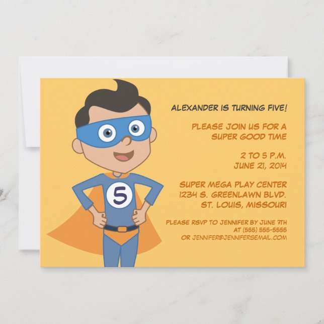 Invitations du Superhero Anniversaire de enfant Pa (Devant)