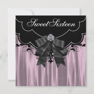 Invitations du Sweet sixteen noir rose