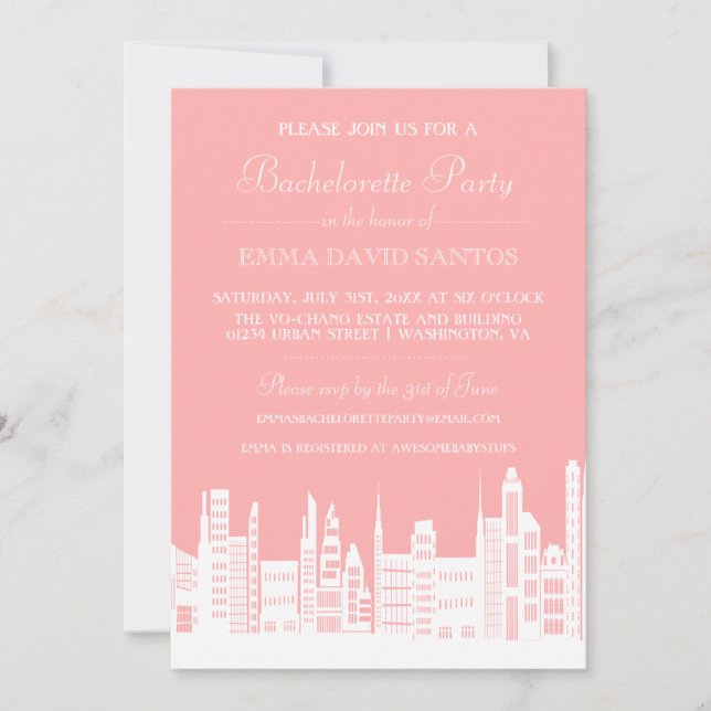 Invitations du Urban City Bachelorette Party (Devant)
