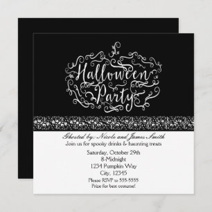 Invitations d'un blanc noir Citrouille d'Halloween