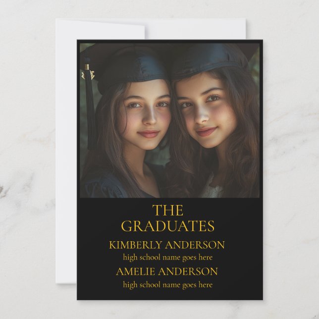 Invitations d'une partie de graduation noire (Devant)