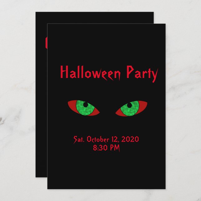 Invitations éffrayantes de la fête d'Halloween (Devant / Derrière)