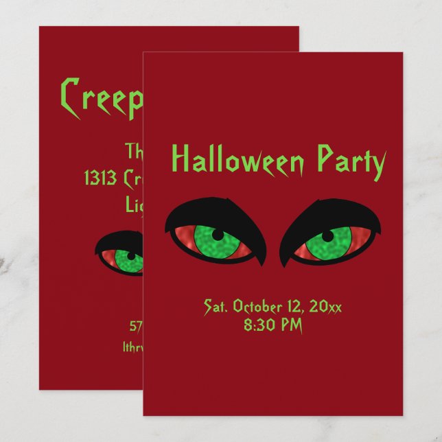 Invitations éffrayantes de la fête d'Halloween (Devant / Derrière)