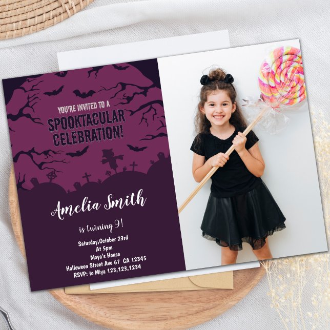 Invitations Éffrayantes personnalisables pour les  (Halloween Birthday Birthday Invitations w photo)