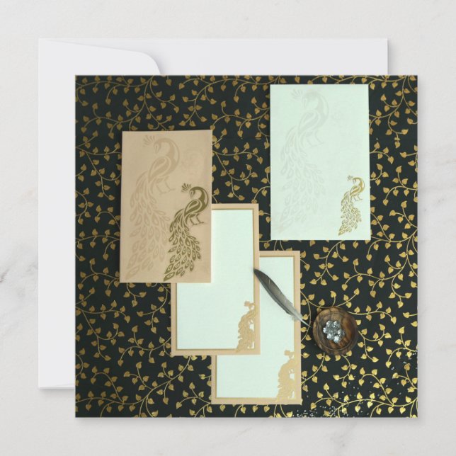 Invitations Elegant Peacock | CartesMariageIndienn (Devant)