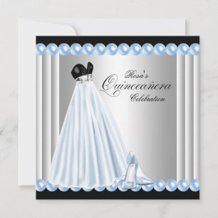 Invitations Elegant Pearl Baby Blue Quinceanera