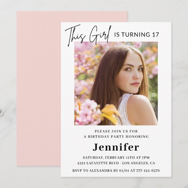 Invitations élégantes à 17e anniversaire Photo Mod (Devant / Derrière)