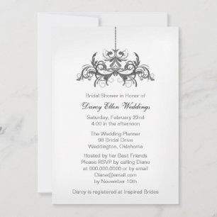 Invitations Élégantes de douche nuptiale noir et b