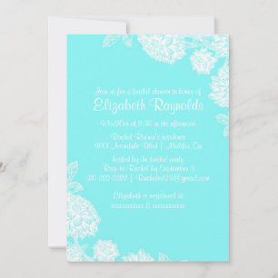 Invitations Élégantes de douche nuptiale Turquoise