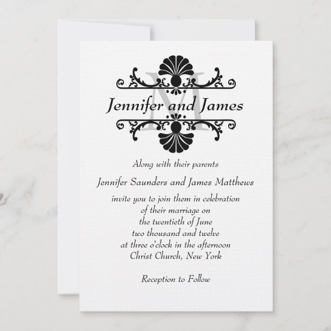 Invitations élégantes de mariage avec des remous (Devant)