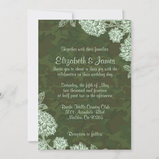 Invitations élégantes de mariage de Camo (Devant)