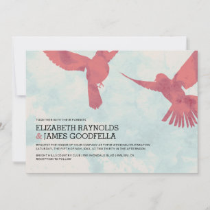 Invitations Élégantes de mariage d'oiseaux rouges