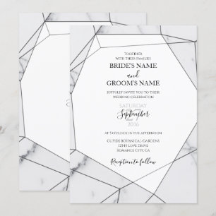 Invitations élégantes de mariage en marbre géométr