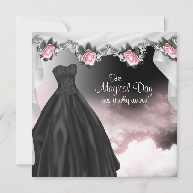 Invitations élégantes de Quinceanera Rose Rose Ros (Devant)