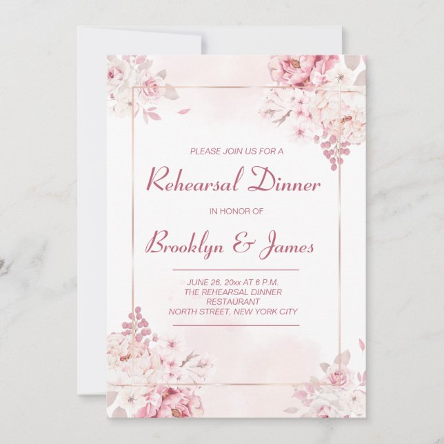 Invitations Élégantes De Répétition De Mariage Ave (Devant)