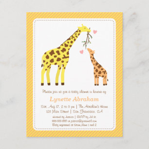 Invitations élégantes et colorées à la Girafe Baby