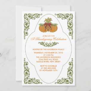 Invitations Élégantes Pour Le Dîner De Thanksgivin