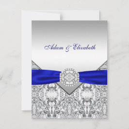 Invitations élégantes Silver et Royal Blue Wedding