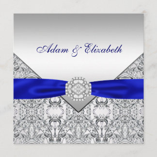 Invitations élégantes Silver et Royal Blue Wedding