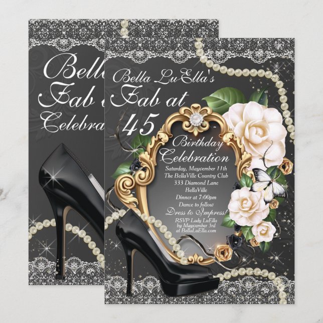 Invitations élégantes sophistiquées de partie (Devant / Derrière)