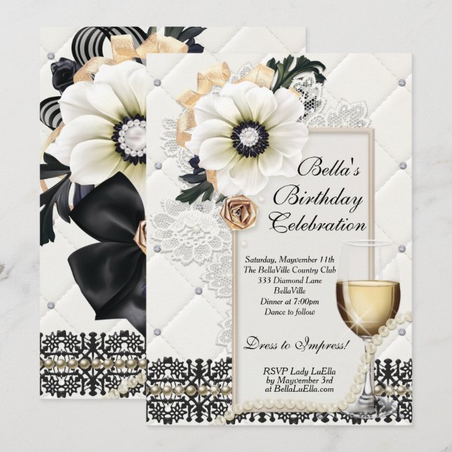 Invitations élégantes sophistiquées de partie (Devant / Derrière)