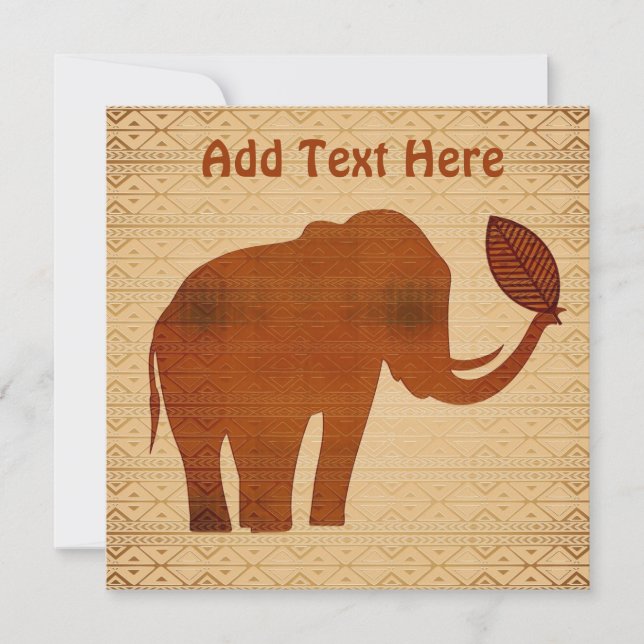 Invitations Elephant Tribal Art Design (Devant)