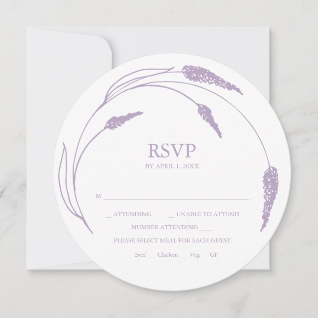 Invitations empilables de carte RSVP Lavender Mono (Devant)