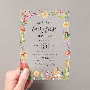 Invitations En Acrylique 1ère Fée Premier Anniversaire Anniversaire