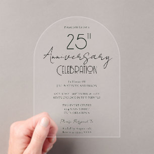 Invitations En Acrylique 25e anniversaire du Mariage minimum