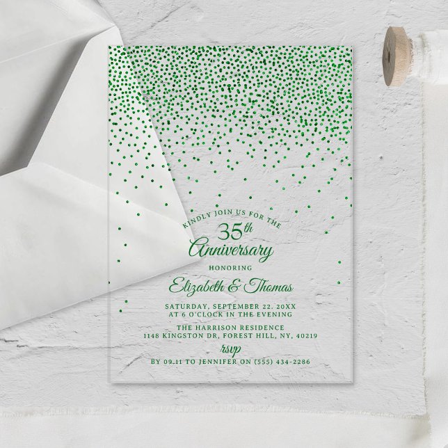 Invitations En Acrylique 35e anniversaire du Mariage émeraude (Créateur téléchargé)