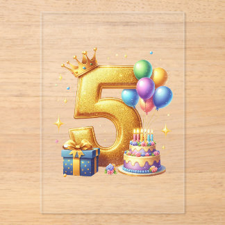 Invitations En Acrylique 5ème anniversaire en or