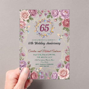 Invitations En Acrylique 65e anniversaire de mariage au saphir bleu