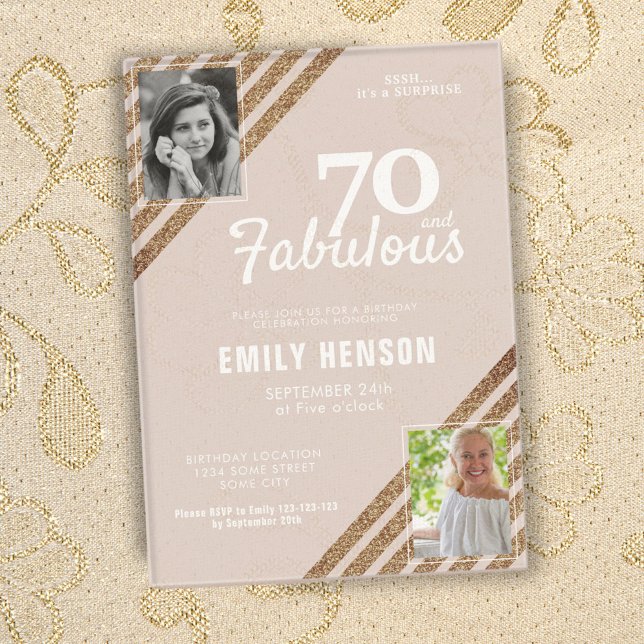 Invitations En Acrylique 70 et Fabulous Gold Parties scintillant 2 Photo 70 (Créateur téléchargé)
