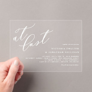 Invitations En Acrylique À Dernier blanc Mariage de calligraphie moderne